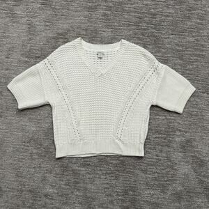 Sundance Sweater Womens XS White Short Sleeve Knit Crochet Boho Cottage
